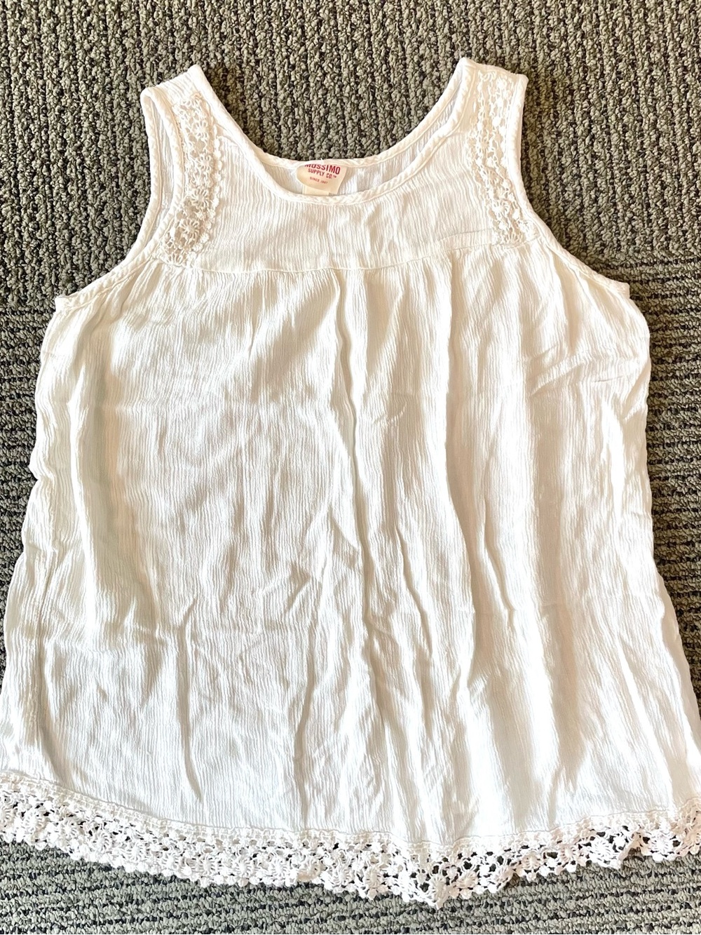 Mossimo Supply Co. White Crochet-Trim Sleeveless Tank